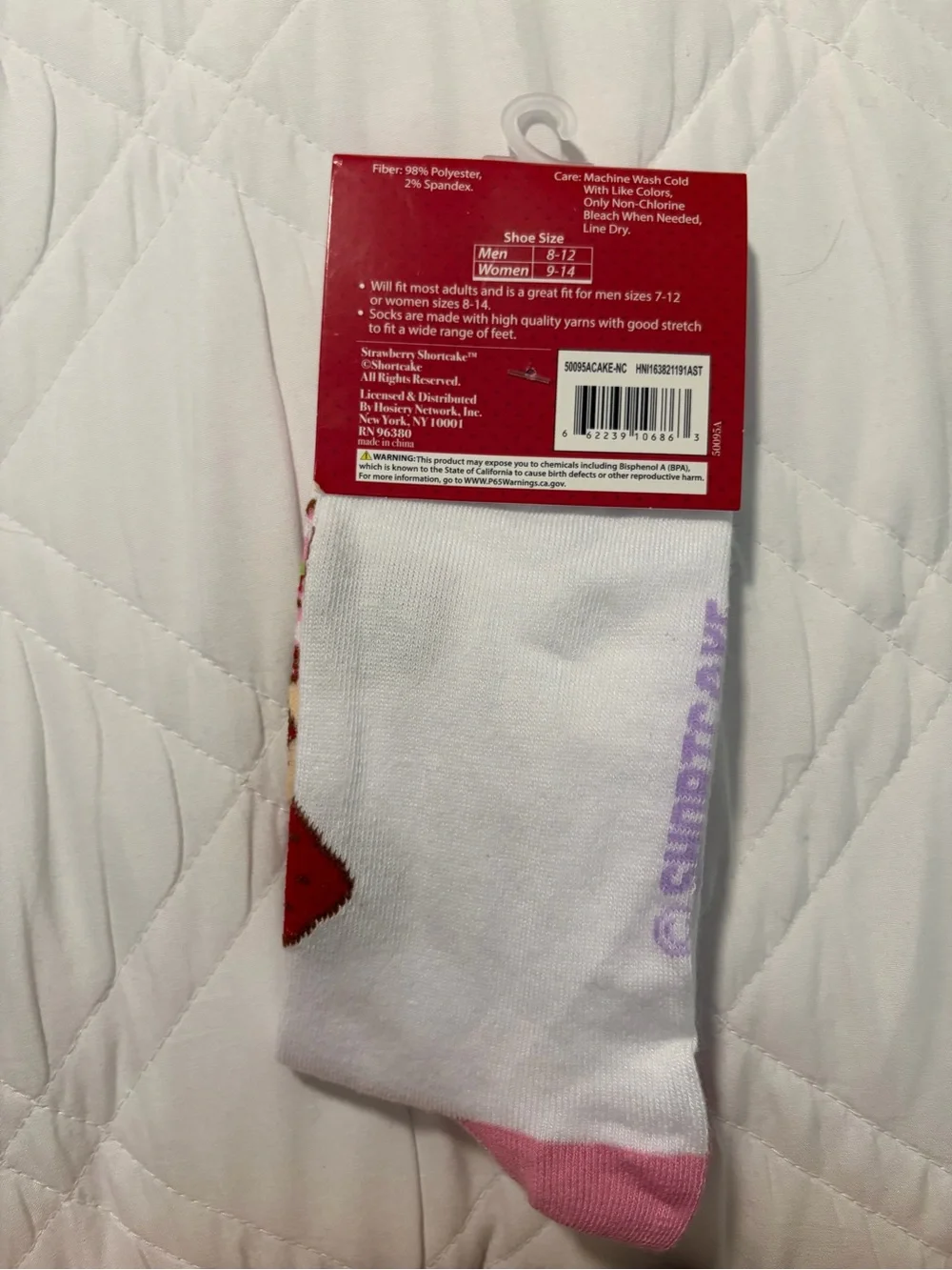 Strawberry Shortcake Pink Crew Socks - Women's Hosiery